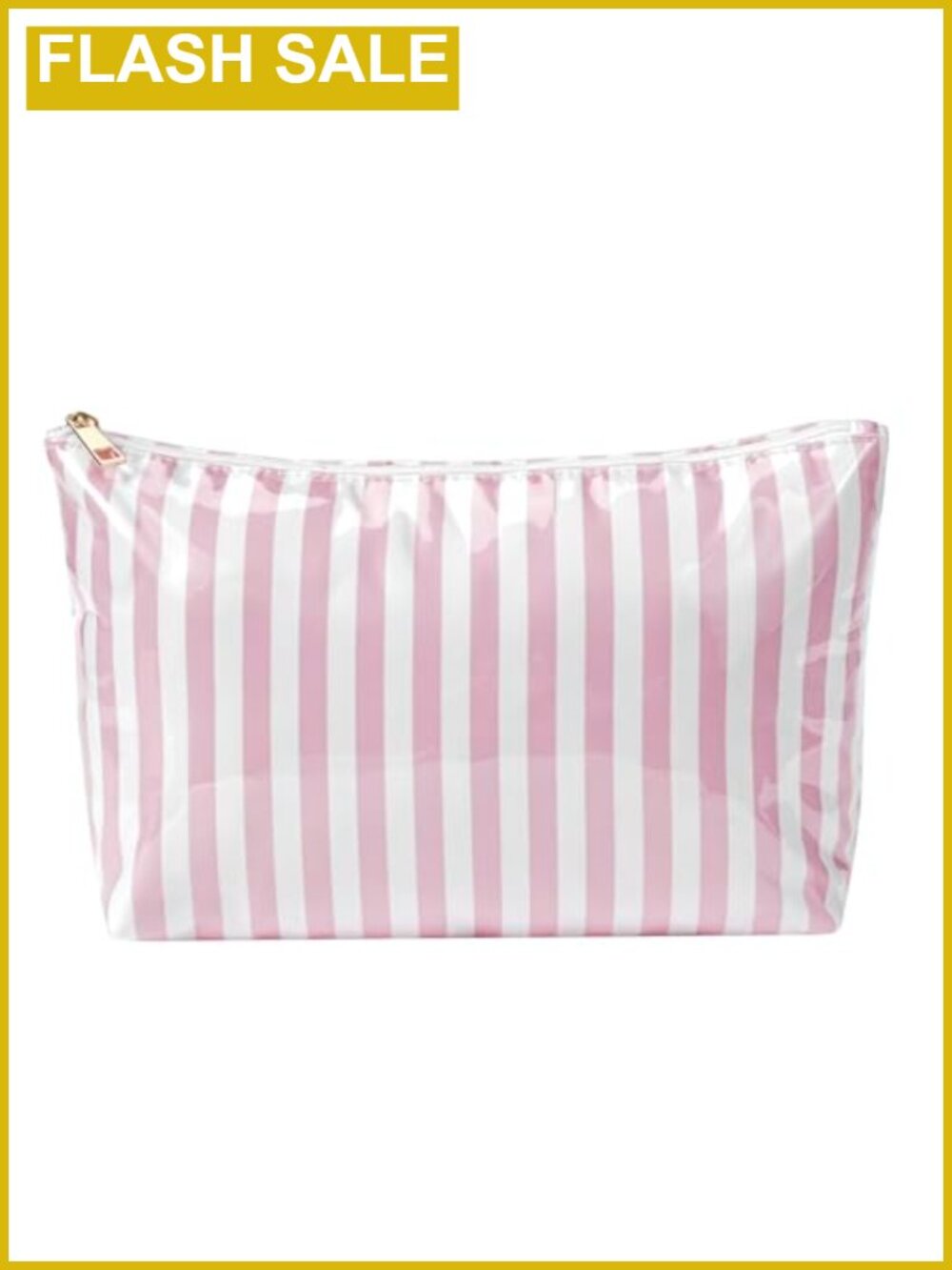 Large PVC Waterproof Striped Cosmetic Bag Travel Toiletry Zipper Pouch